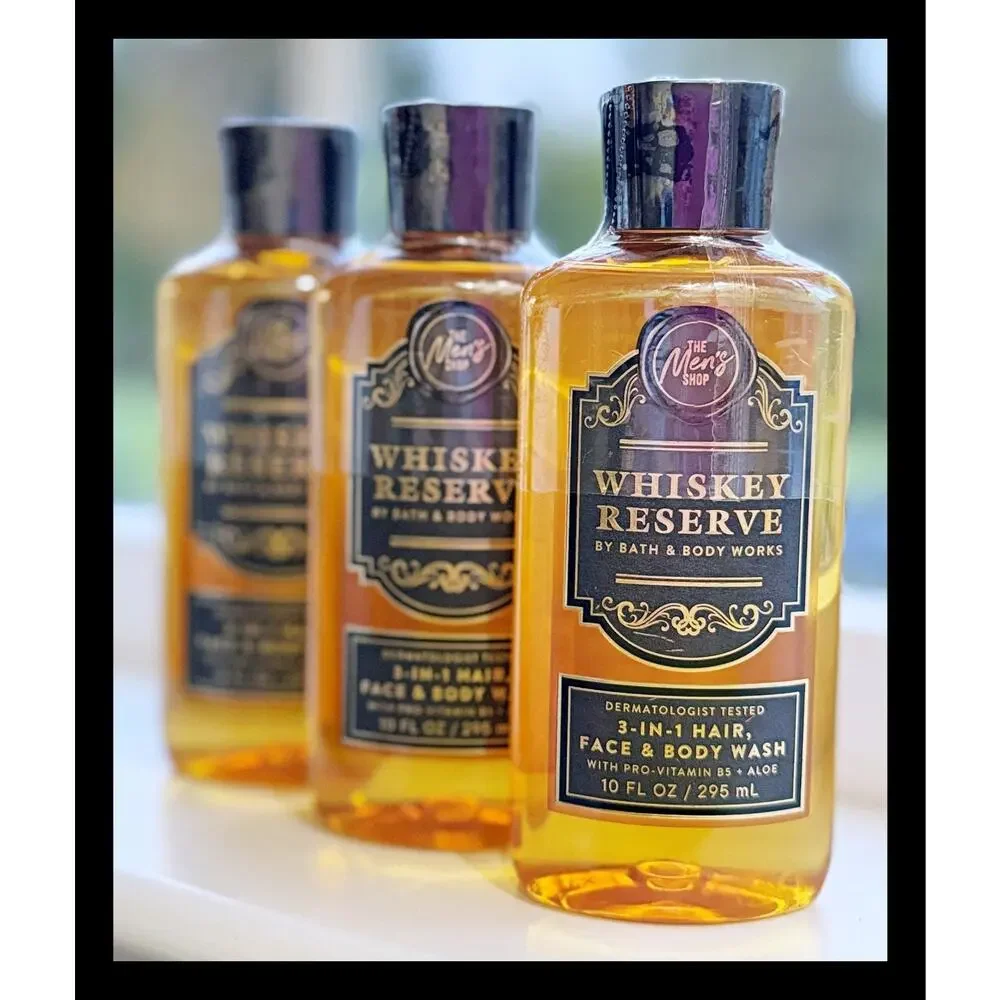 Bath & Body Works Whiskey Reserve Men's 3-in-1 Hair Face Body Wash Gel x3